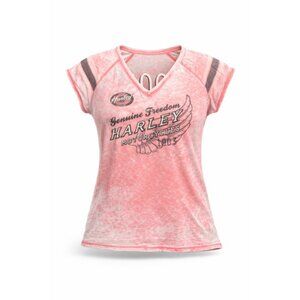 Harley-Davidson Women’s Pink Burnout V-Neck T-Shirt 1903 Genuine Freedom Sz 2XL